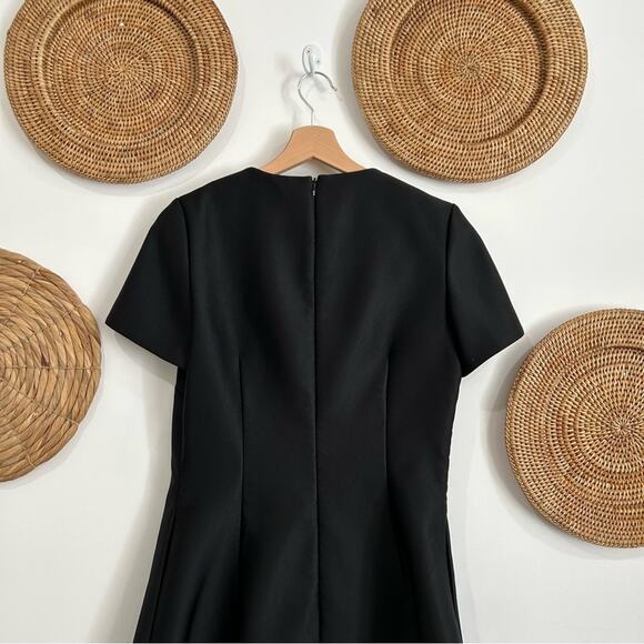 CO Collections Neutral Black Minimalist Short Sleeve Mini A-Line Dress Medium - Picture 6 of 12